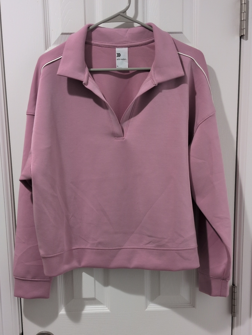 all in motion Mauve-Pink Collared Crop Pullover Sweatshirt